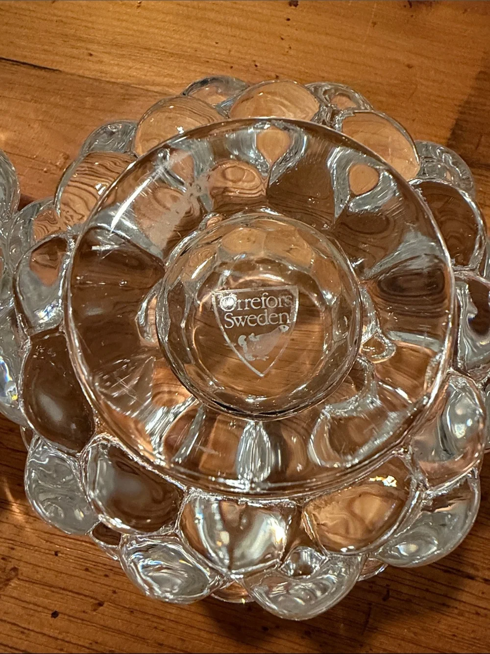 Orrefors Kostaboda Clear Raspberry Bubble Glass Votive Holders